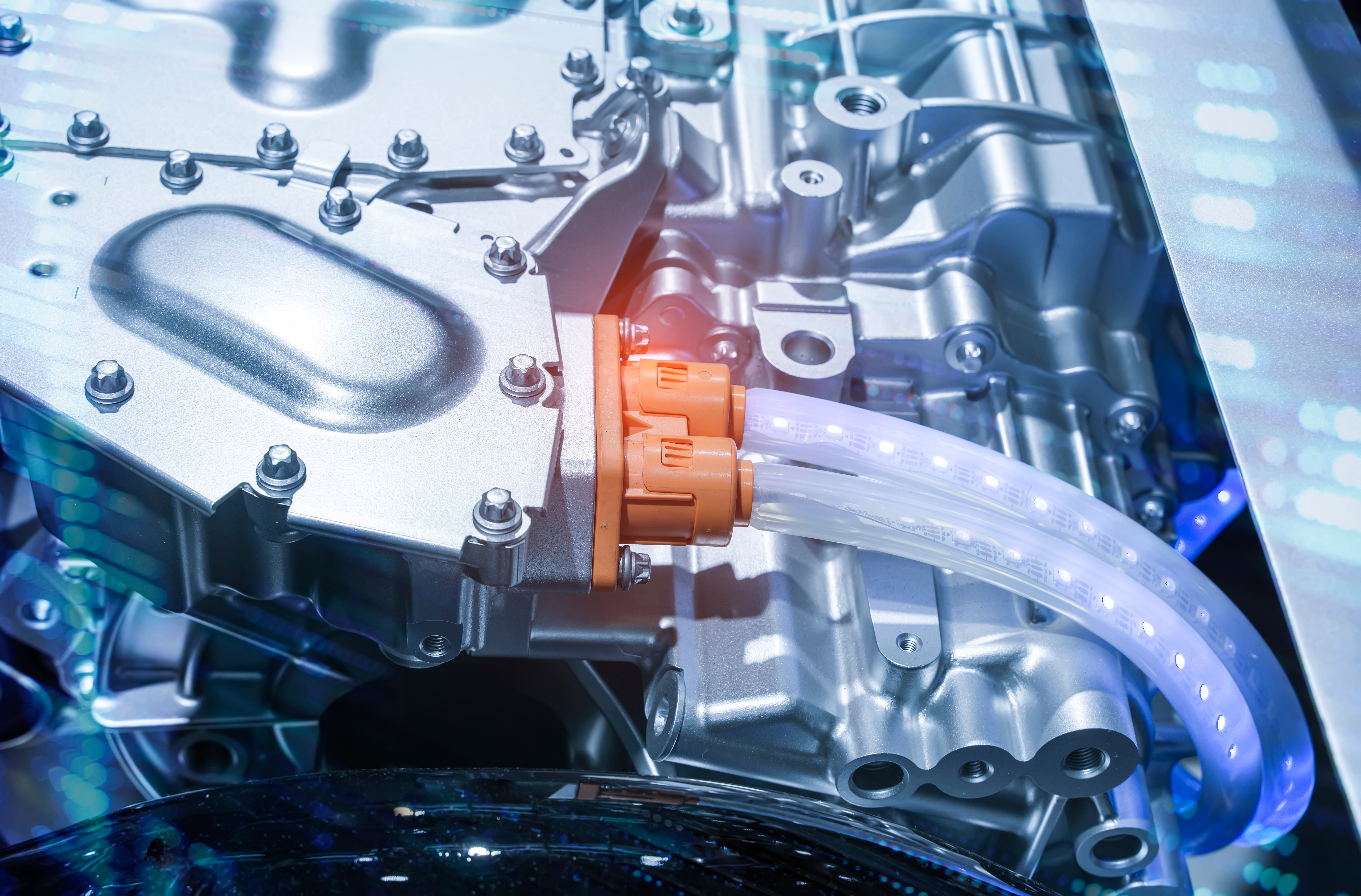 Inneos | Automotive Optical Ethernet Electric system of a car engine. Automotive part concept.